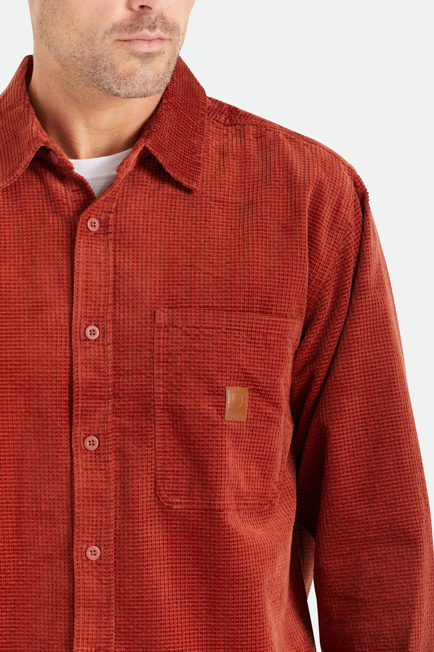 Tops Tejidos Brixton Porter L/S Waffle Corduroy Hombre Rojas | QYRV23964