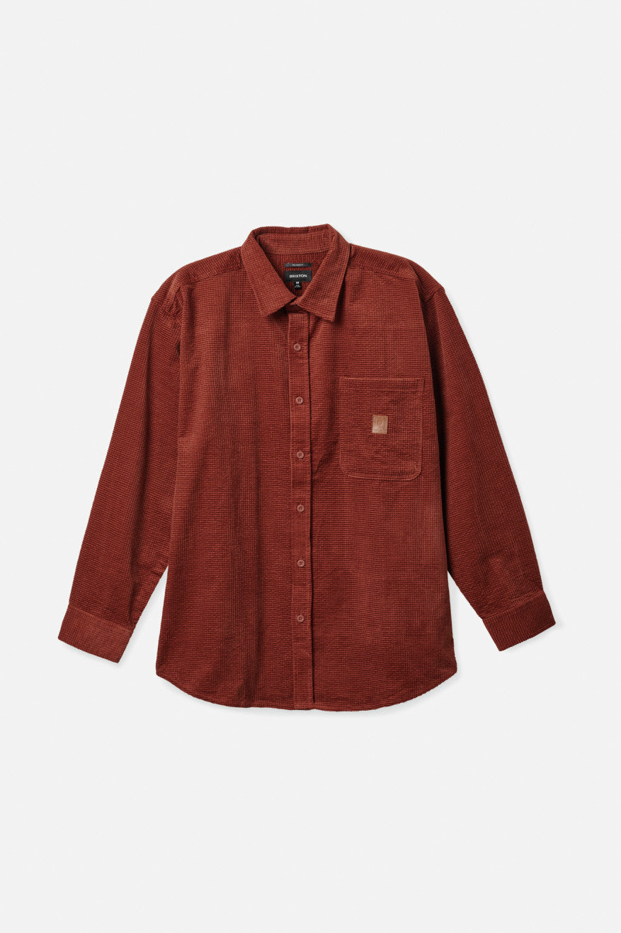 Tops Tejidos Brixton Porter L/S Waffle Corduroy Hombre Rojas | QYRV23964