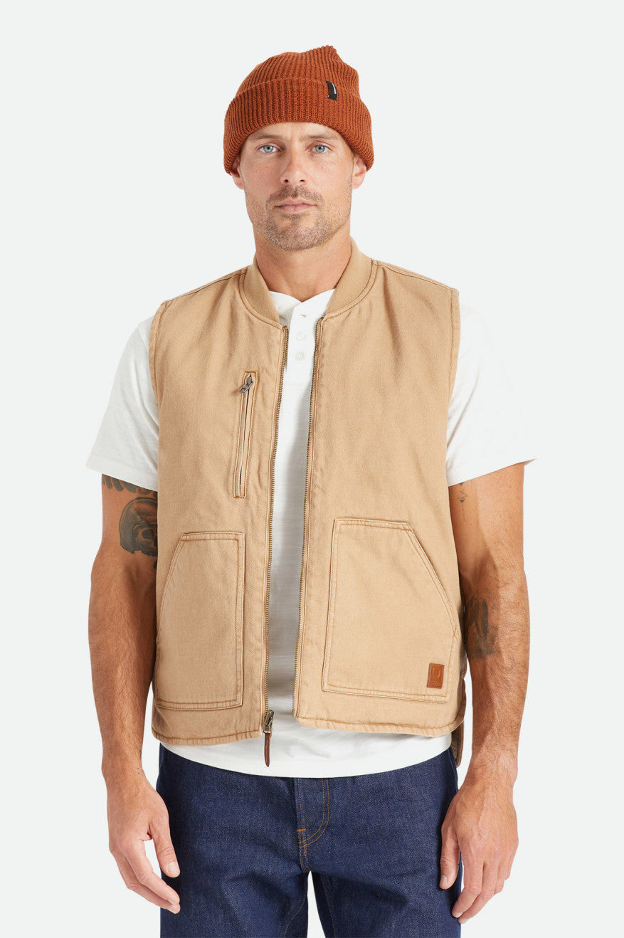 Chaquetas Brixton Abraham Reversible Vest Hombre Beige | MCOU52347