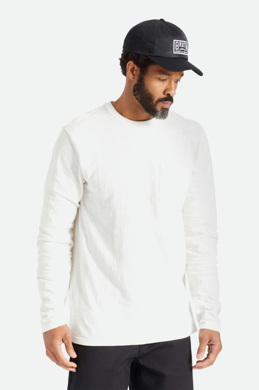 Prendas De Punto Brixton Basic Slub L/S Pocket Hombre Blancas | IVAW94326