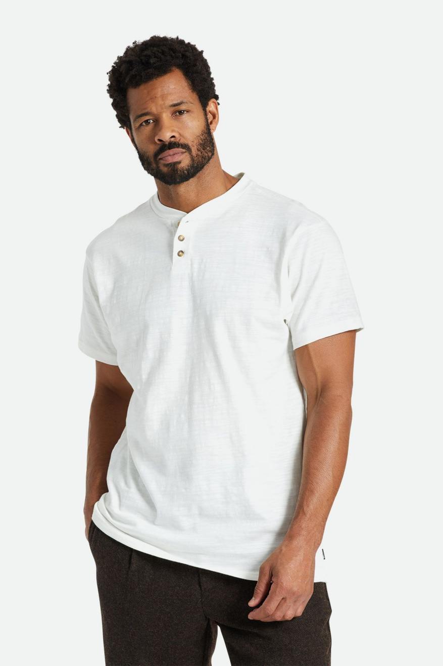 Prendas De Punto Brixton Basic Slub S/S Henley Hombre Blancas | JUAT19032