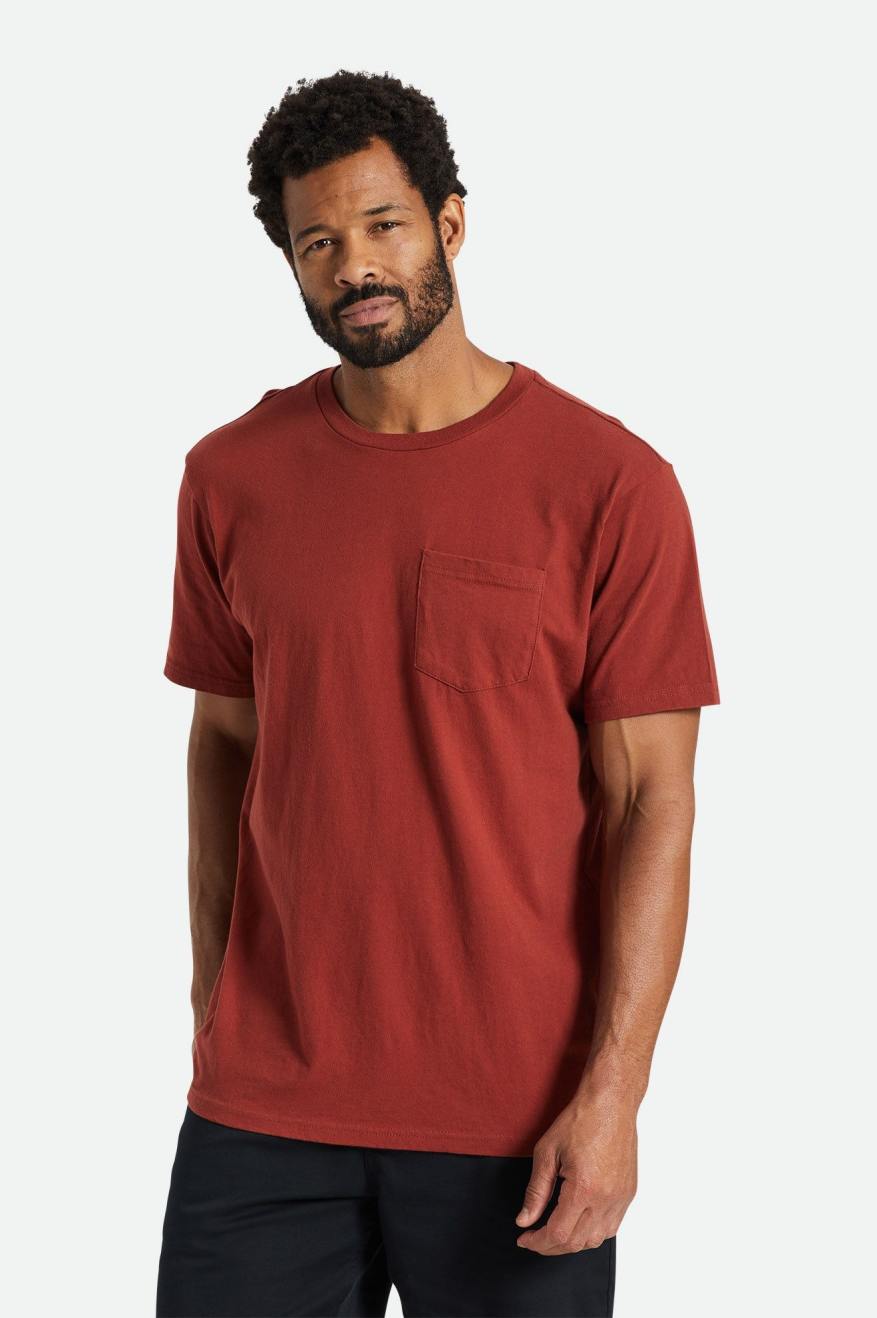 Tops Brixton Basic S/S Pocket Hombre Rojas | LIYO76054