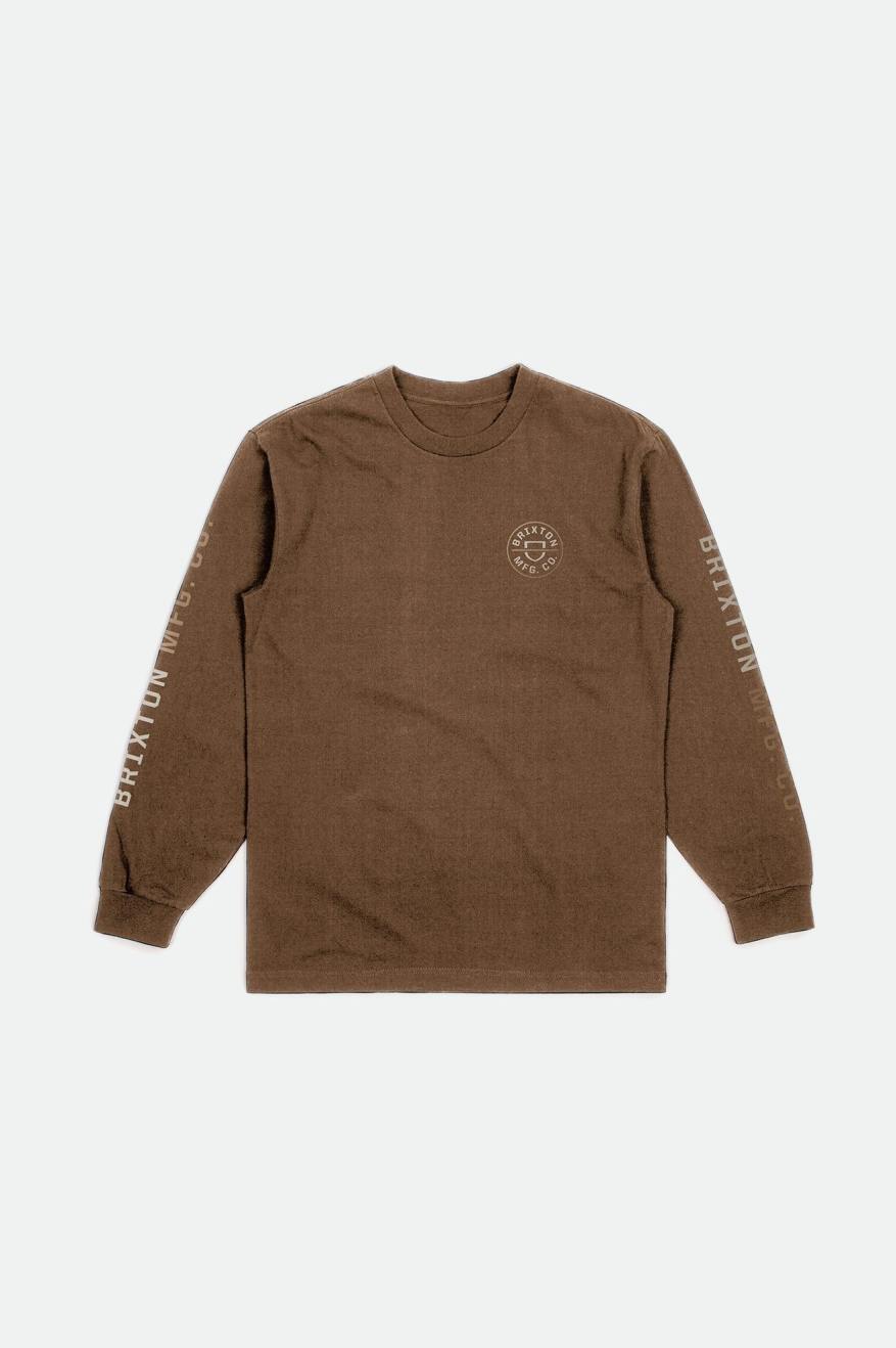 Tops Brixton Crest L/S Standard Hombre Beige | CSIF75342