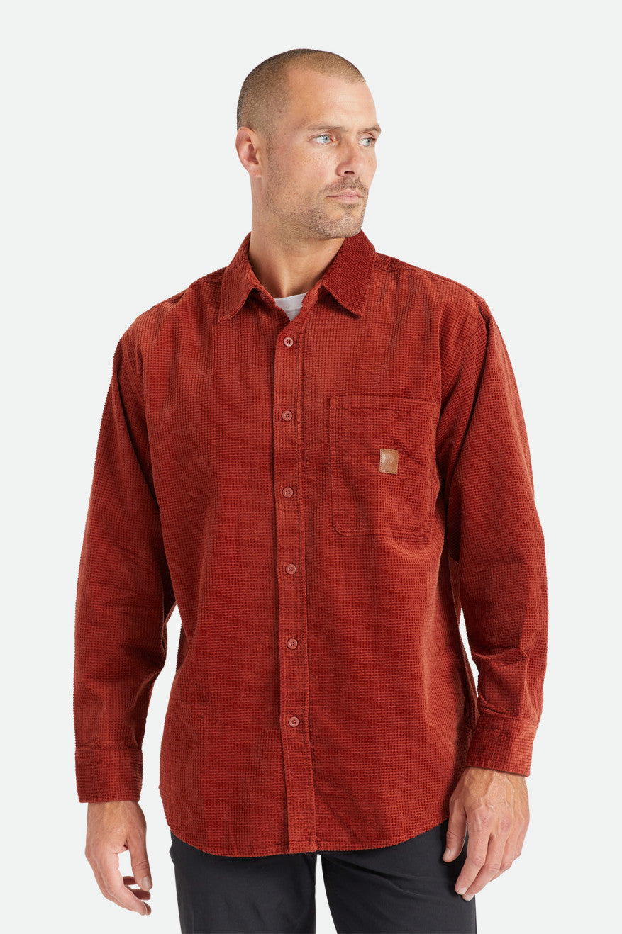 Tops Tejidos Brixton Porter L/S Waffle Corduroy Hombre Rojas | QYRV23964